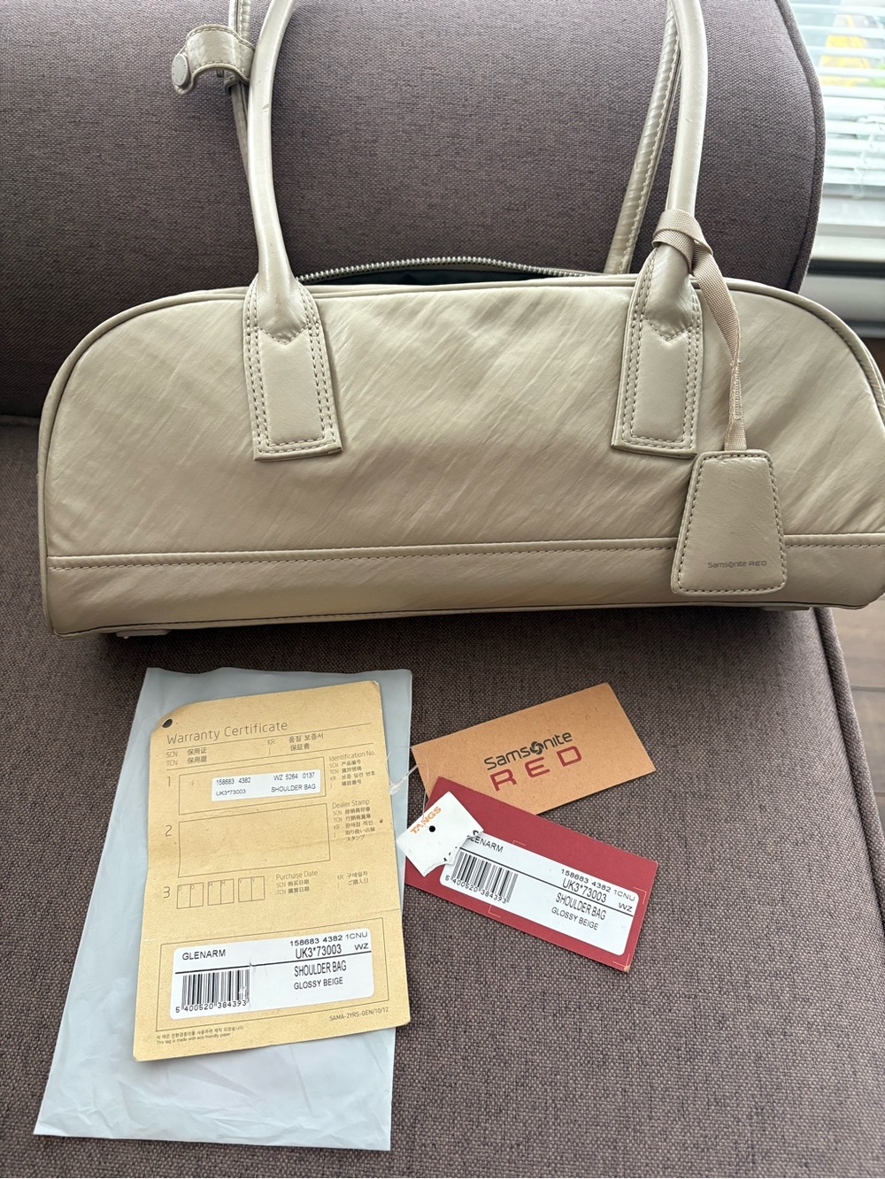 Samsonite Red Glossy Beige Shoulder Bag